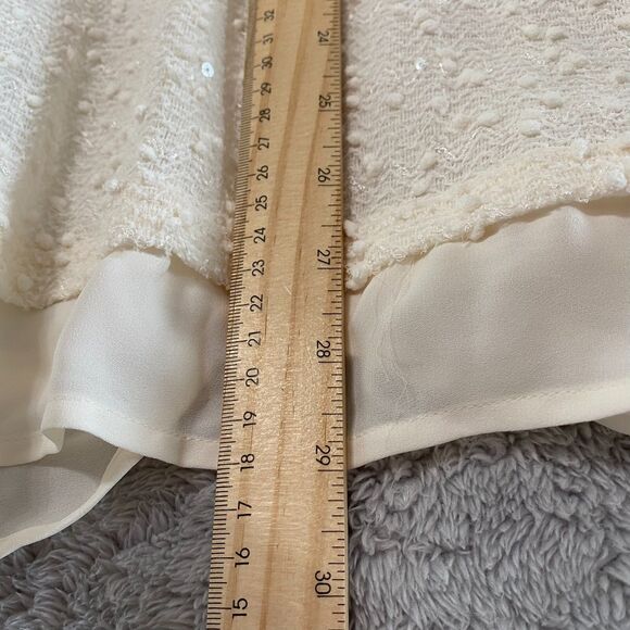 APT.9 Long Sleeve Vneck Sequined Top Knit Ivory Plus Size 2X Stretch - Picture 9 of 12